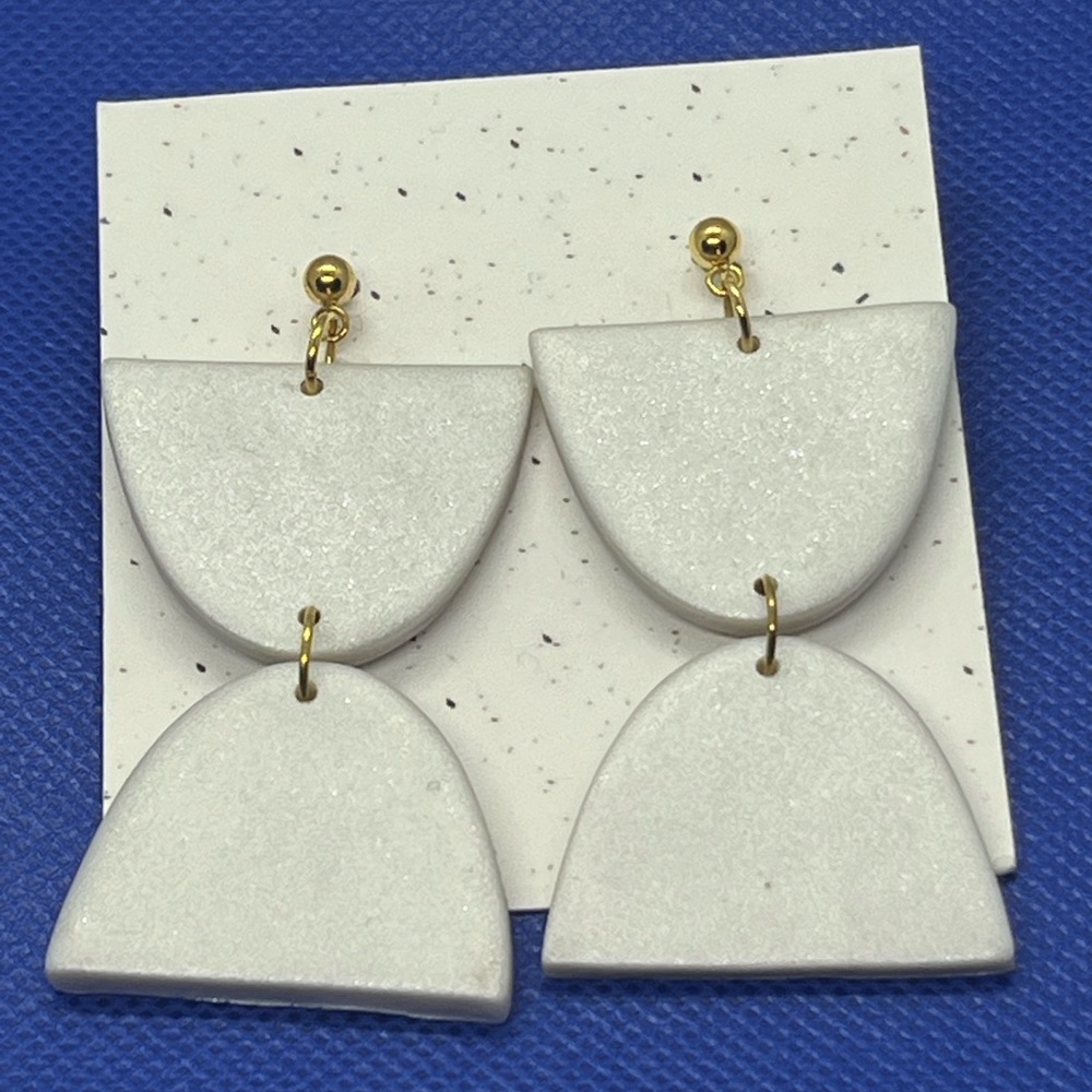 Pearl White Polymer Clay Earrings